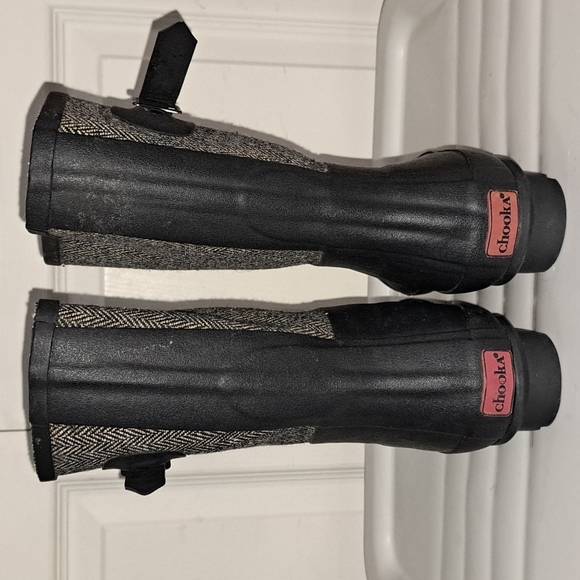Chooka mid calf "racer" boots - 6 - herringbone and black rubber - snow rain - Picture 4 of 9